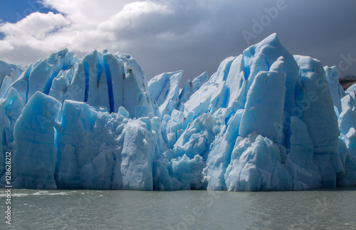 Closeup view of Grey Glacier icebergs, Torres del Paine, Patagonia, Chile. Due to climate change glaciers all over the world are melting faster.