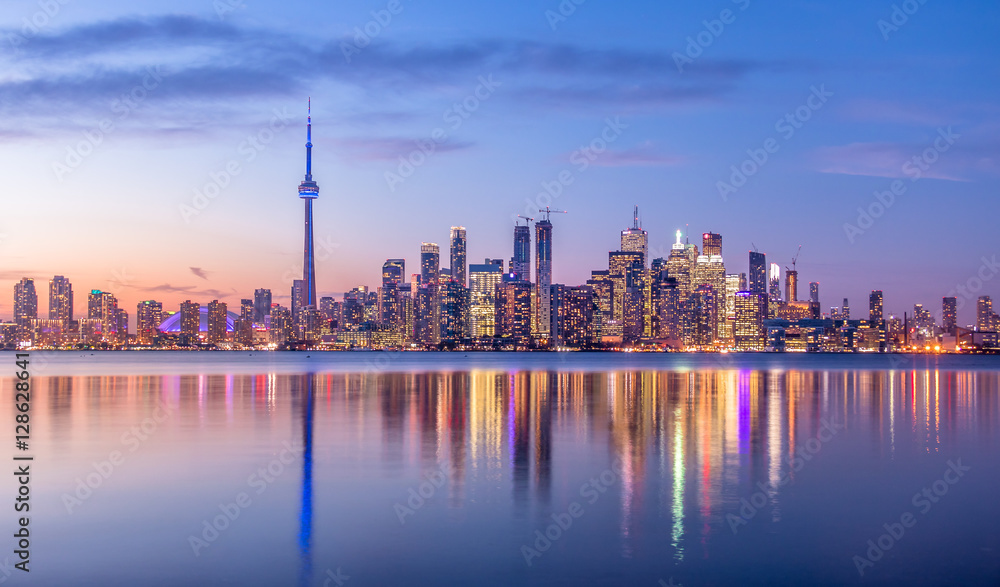 Toronto Skyline with purple light - Toronto, Ontario, Canada