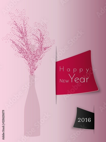 splashing champagne bottle and new year