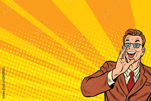 Pop art promo businessman in glasses