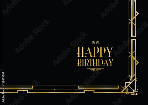 happy birthday art deco invitation