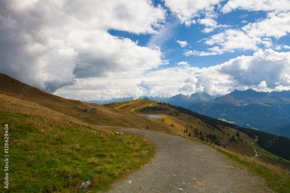 Ski resort in Tyrolean Alps in autumn, Austria