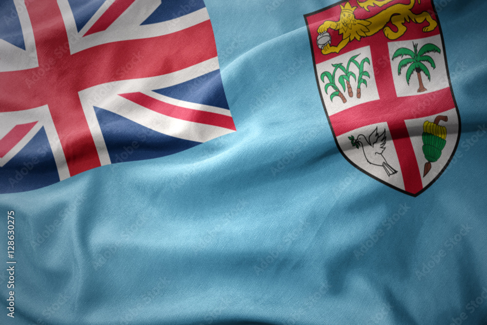 Fototapeta premium waving colorful flag of Fiji.
