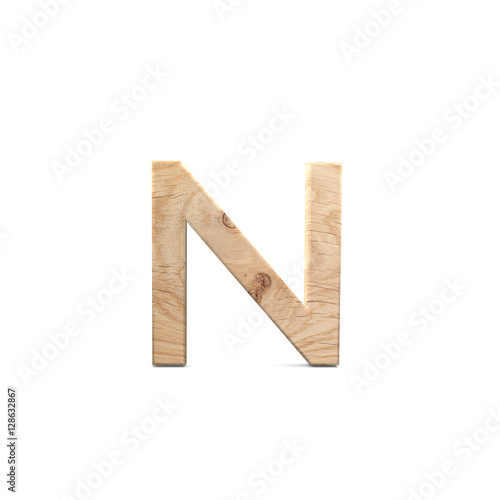 3D decorative wooden Alphabet, capital letter N