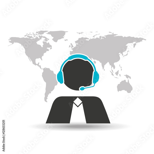 support operator silhouette man global service vector illustration eps 10