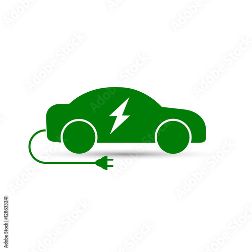 Electric car icon, vector. Side view of electric car.