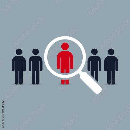 Search for employees and job, business, human resource. Looking for talent. Search man vector icon. Job search.