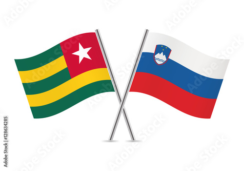 Togo and Slovenia flags. Vector illustration.
