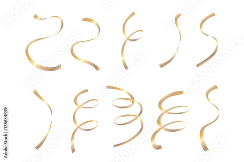 Golden confetti isolated on white background