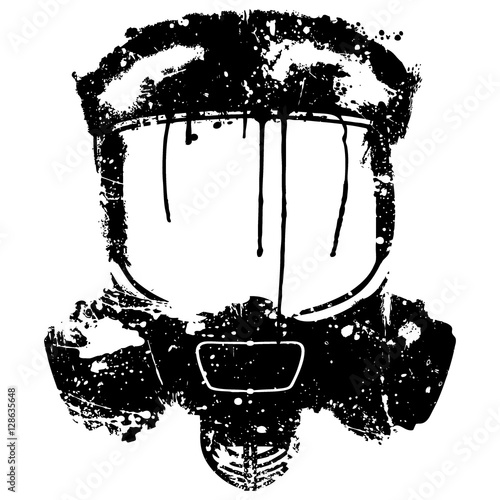 Gas mask with paint splash effect. Vector illustration Isolated on white background.