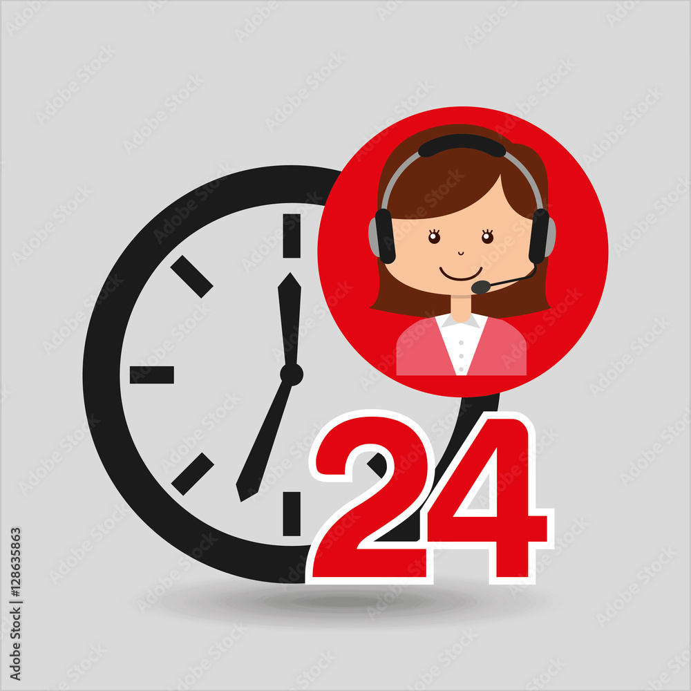 female call center 24 clock service vector illustration eps 10 female call center 24 clock service vector illustration eps 10