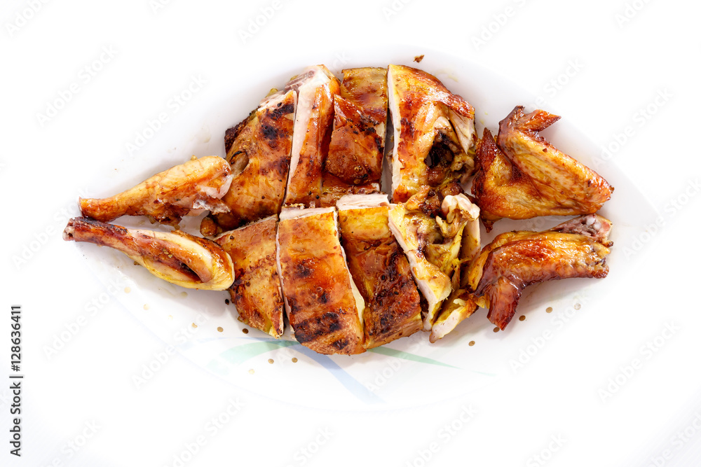 Grilled chicken on dish Grilled chicken on dish