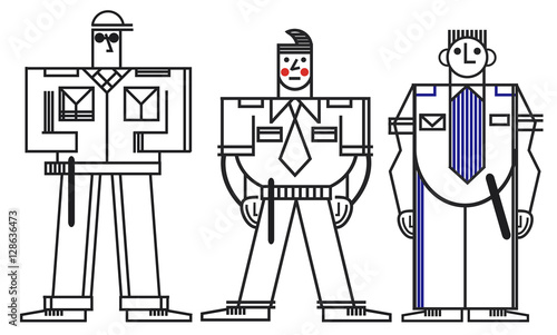 Security Guard set of vector icons illustration isolated on white background