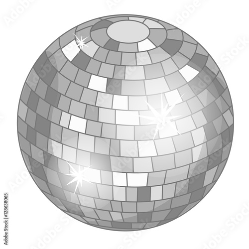 Silver mirror ball or discoball for party. Vector