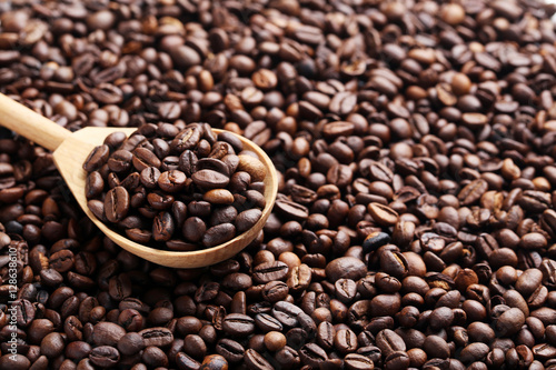 Brown roasted coffee beans background