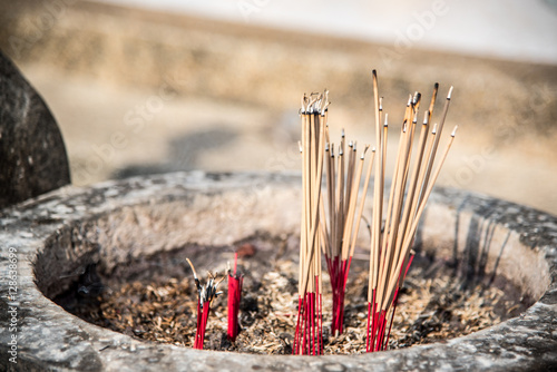 incense burner incense stick incense stick in a pot on the spot.