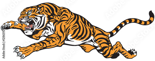 Tiger jump tattoo vector 
