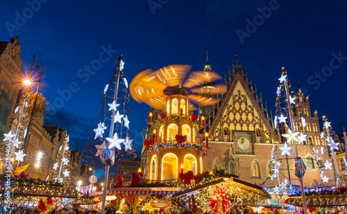 Christmas market in Old Town in Wroclaw, Poland