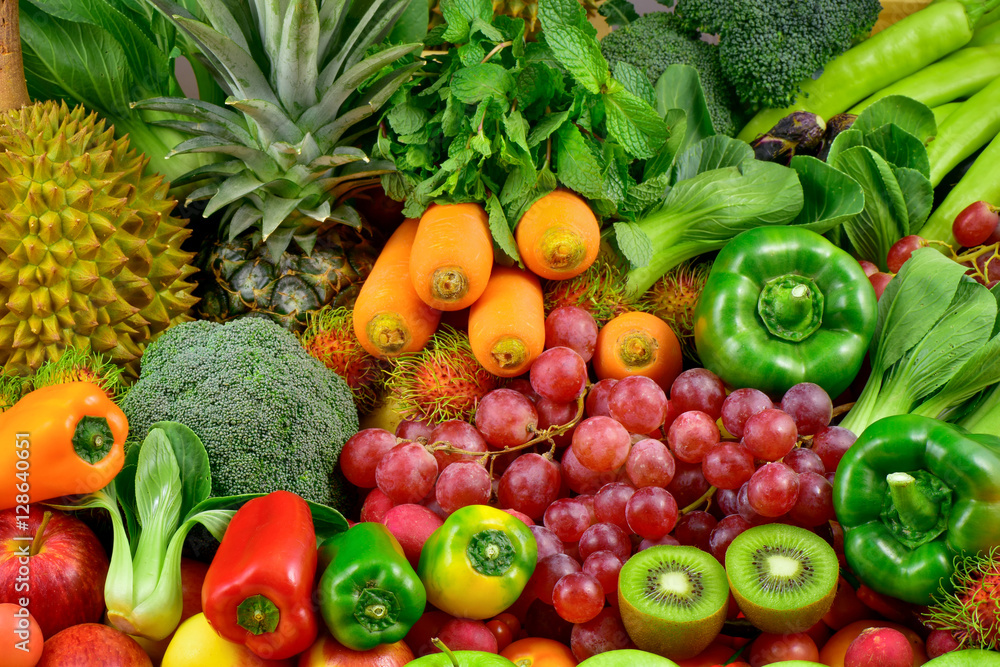 Group of fresh fruits and vegetables for eating healthy Group of fresh fruits and vegetables for eating healthy
