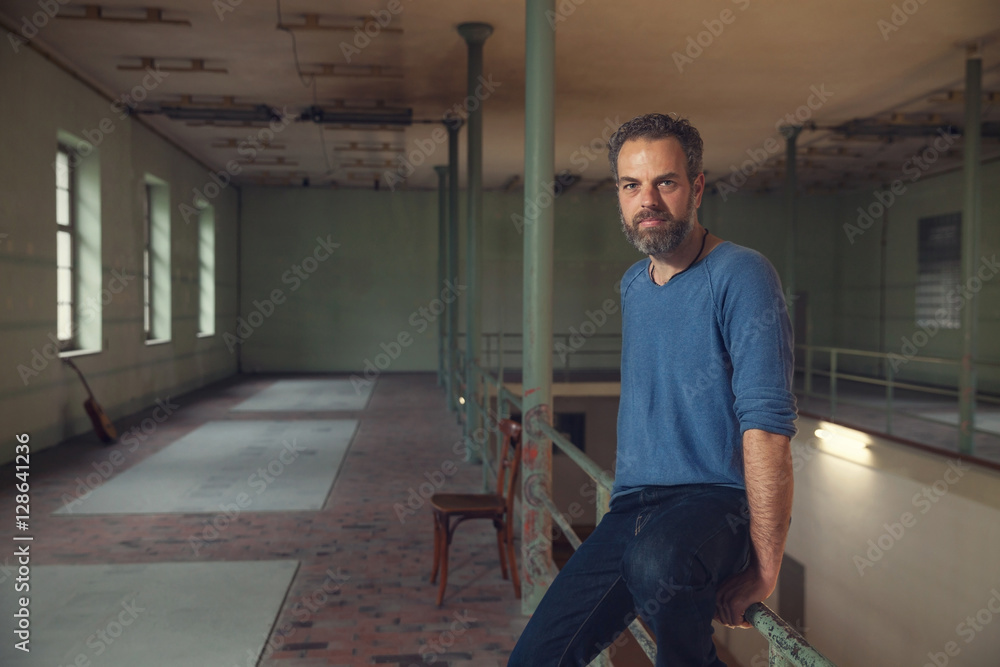 Fototapeta premium Interior, portrait of man grizzled