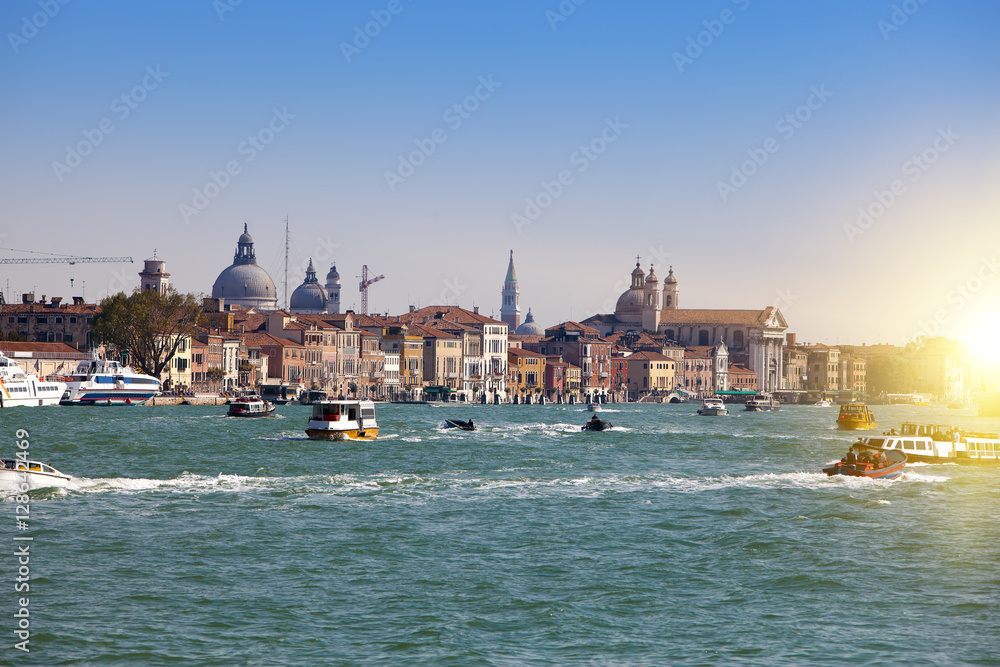 Canal Grande with boats, Venice, Italy Canal Grande with boats, Venice, Italy