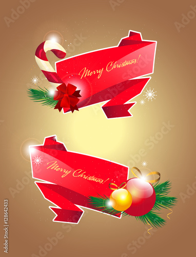 Set of vector banners with Christmas elements