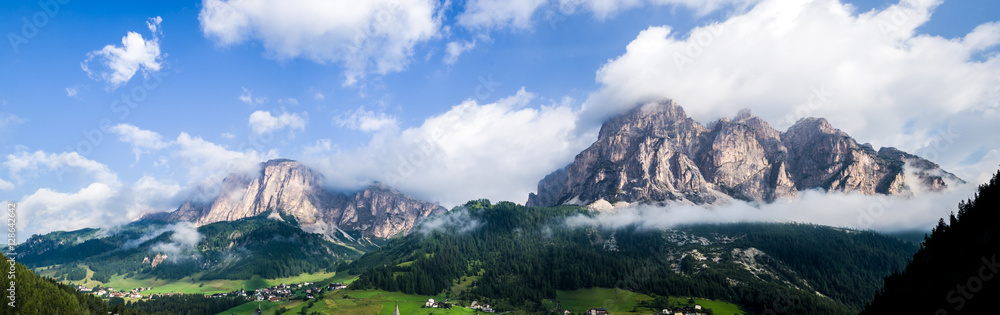 Mountain landscape of Dolomites, Italy. Mount Sassongher