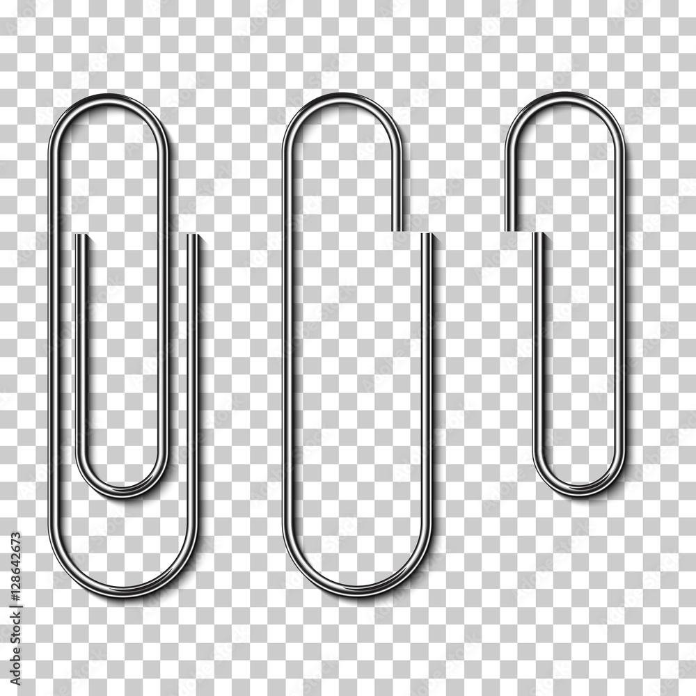 Metal paperclips isolated and attached to paper Metal paperclips isolated and attached to paper
