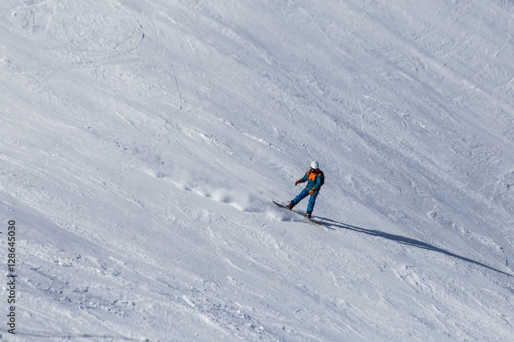 Skiers descend from the mountains. ski resort. ski-lift. Solden, Austria