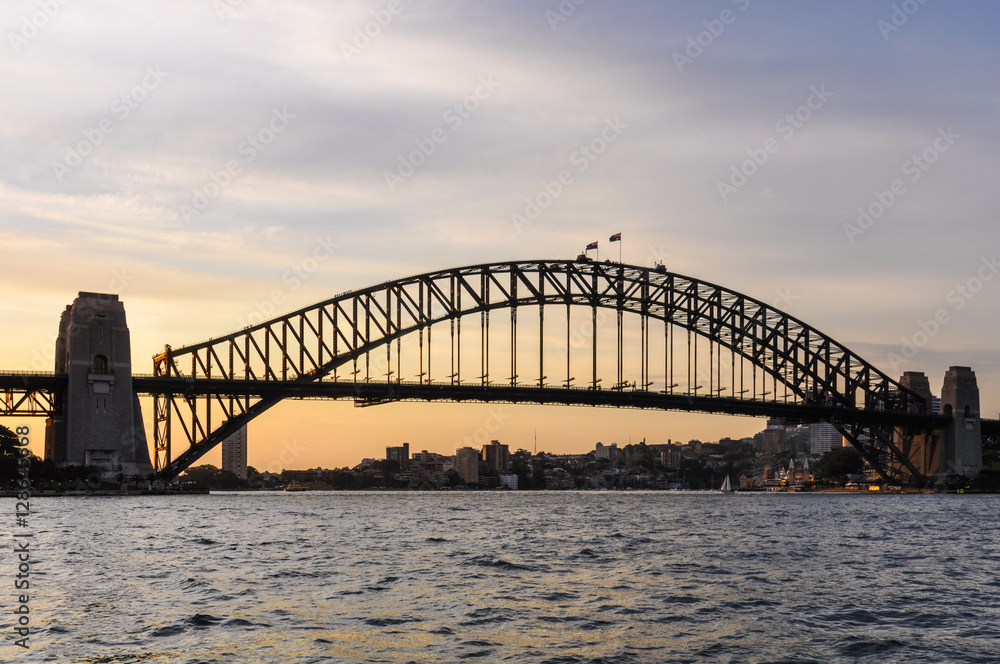 Sunset at the Harbour Bridge in Sydney, Australia