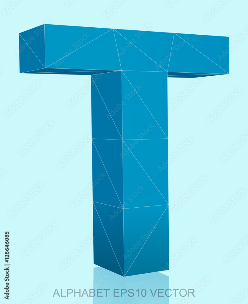 Abstract Blue 3D polygonal T with reflection. EPS 10 vector. Abstract Blue 3D polygonal T with reflection. EPS 10 vector.