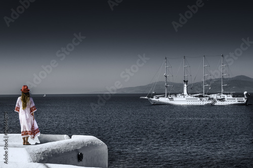 The view from windmills in Mykonos island, Greece