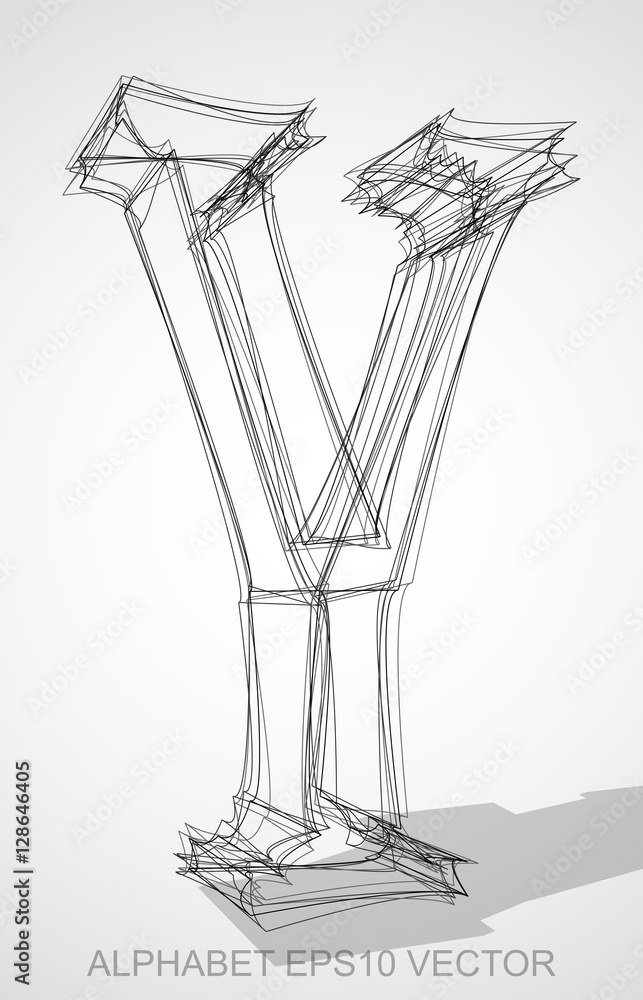 Vector illustration of a Ink sketched Y. Hand drawn 3D Y. Vector illustration of a Ink sketched Y. Hand drawn 3D Y.