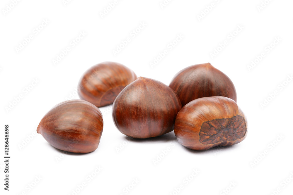 Chestnuts isolated on white background Chestnuts isolated on white background