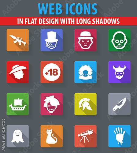 Genres of cinema icons set