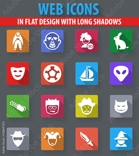 Genres of cinema icons set