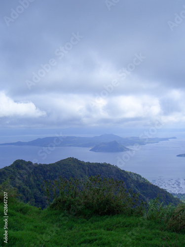 Lake Taal  Philippines  under gloomy clouds.