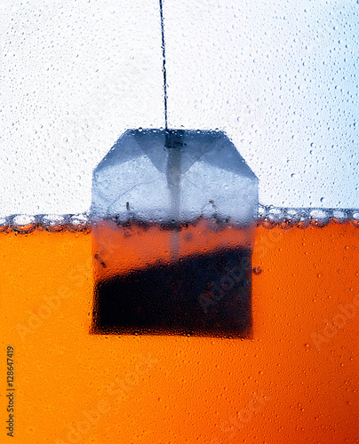 Close-up of Teabag in cup in tea