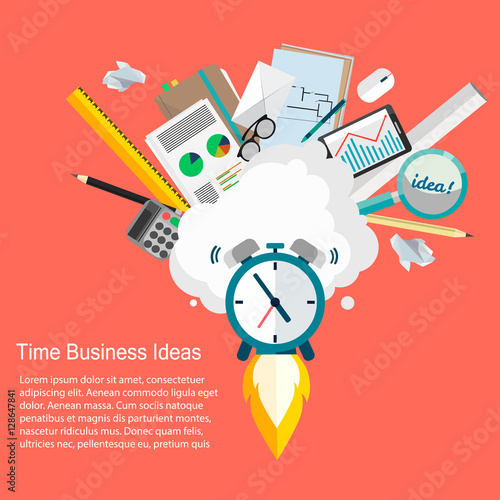 Time Business Ideas.Vector illustration of business and time management flat design