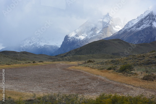 Landscape of mountains and valley in Patagonia Chile