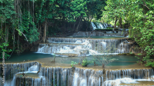 Beautiful and Breathtaking waterfall  Huay Mea Kamin s waterfall  Located Kanchanaburi Province  Thailand