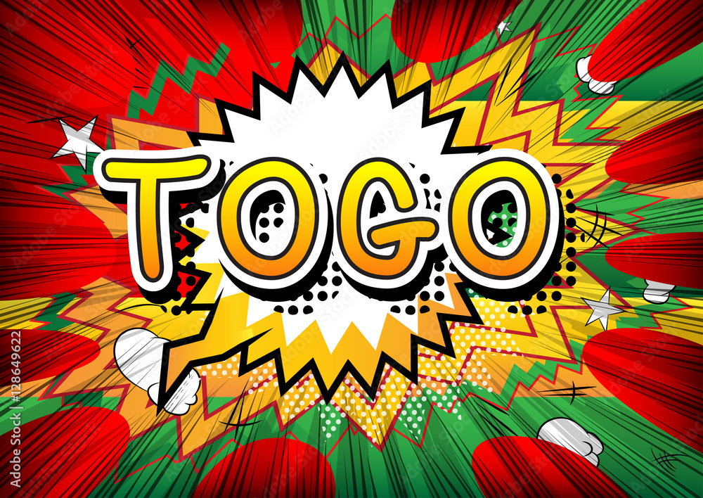 Fototapeta premium Togo - Comic book style text on comic book abstract background.