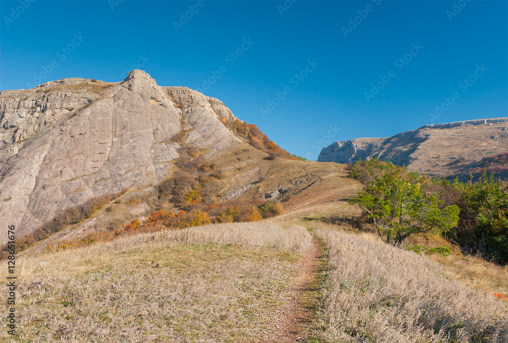 Path to Bald Ivan mountain at autumn season, Crimean peninsula