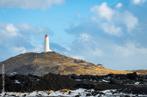 Lighthouse on Reykjanes peninsula in Iceland