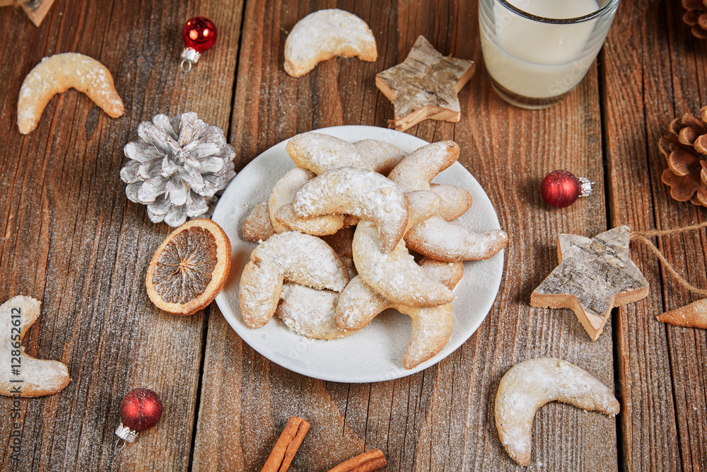 Christmas vanilla cookies top view Christmas vanilla cookies top view