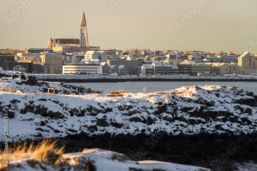 Reykjavik panorama on a winter day