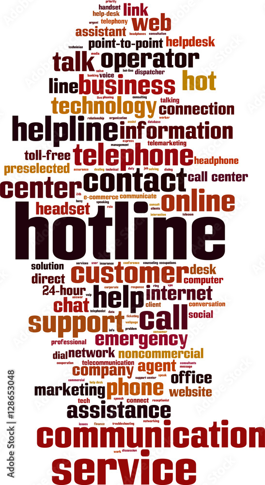 Obraz premium Hotline word cloud concept. Vector illustration