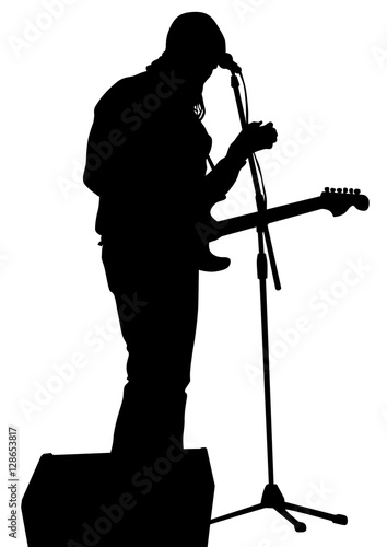 Concert of rock band on a white background