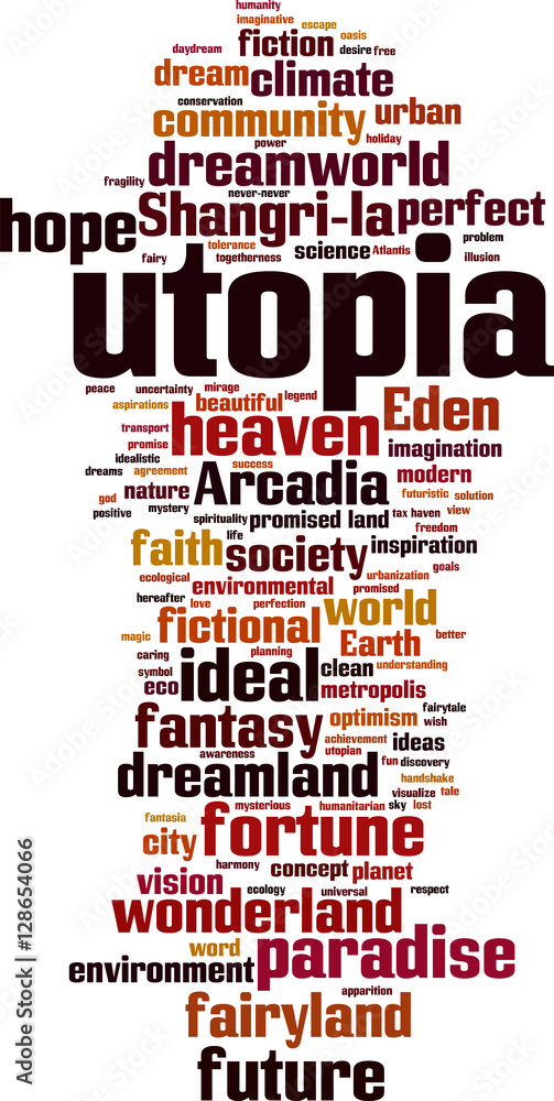Obraz premium Utopia word cloud concept. Vector illustration