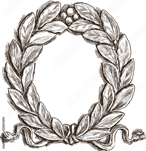 Laurel wreath carved